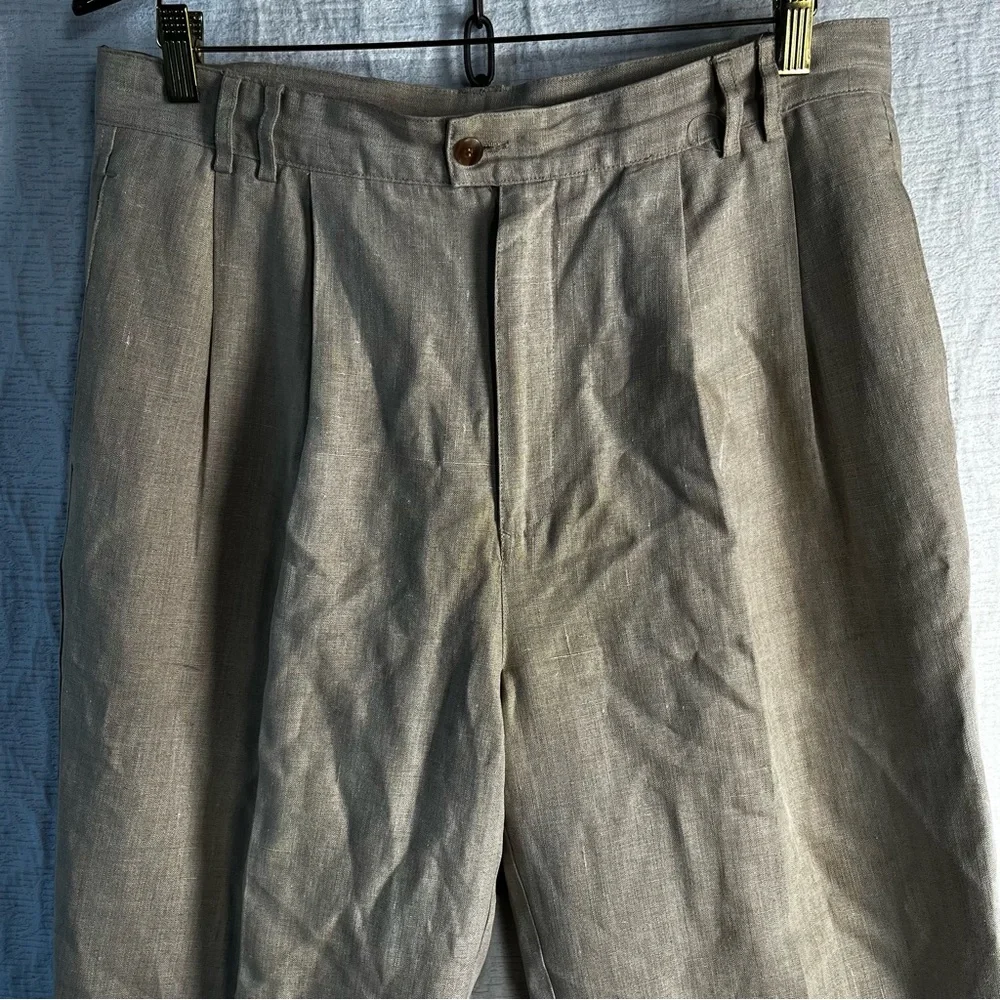 Zeidler and Zeidler 100 Linen Pants Mens 34 Long Pleated Front High Waisted Pant
